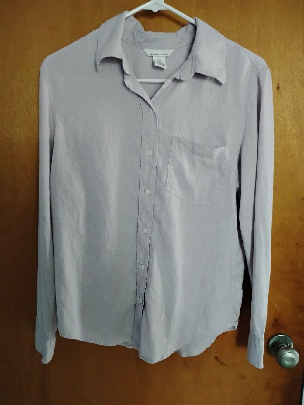 H&M Lavender Linen Blend Button Down Shirt Casual Relaxed Old Money Size Small